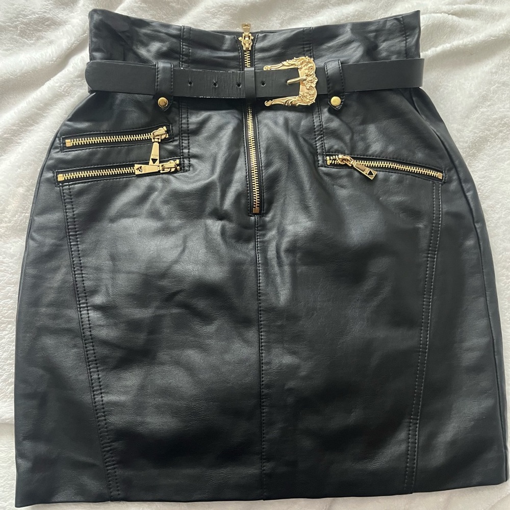 High waist leather skirt